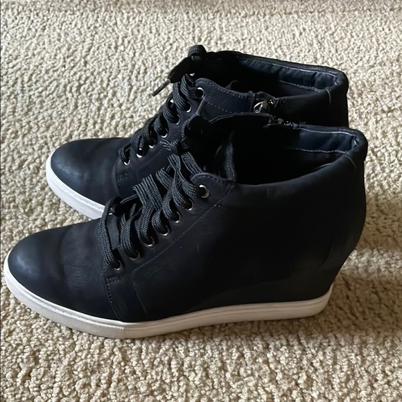 Black High-Top Sneakers with Wedge Sole - Picture 6 of 8
